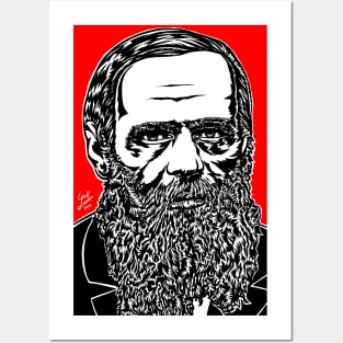 FYODOR DOSTOYEVSKY ink and acrylic portrait Posters and Art